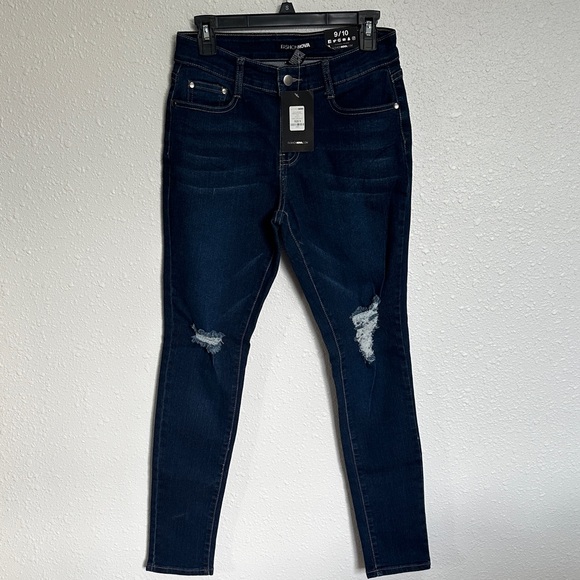 Fashion Nova Denim - Fashion Nova So Complicated Distressed Mid-rise Blue Wash Skinny Jeans Size 9